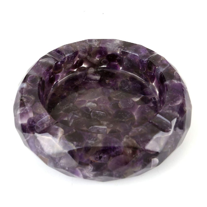Yoption Amethyst Crystal Ashtray, Resin with Tumbled Chip Stones Ashtray for Living Room, Home, Office Decoration, Gift - Image 1